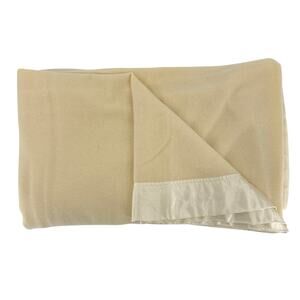 Vtg Saks Fifth Avenue 100% Merino Wool Satin Trim Blanket Yellow Full Double